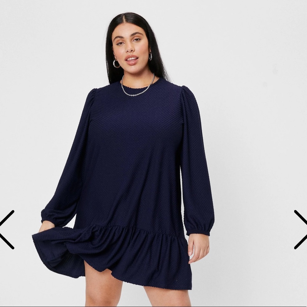 Textured loose fit mini dress